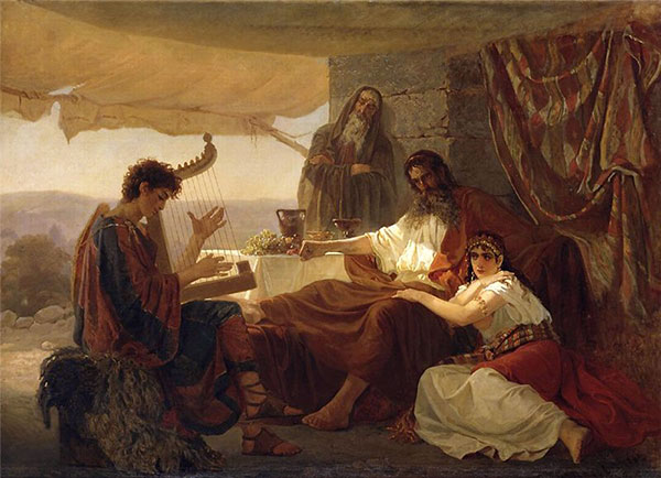 Давид играет на гуслях перед царем Саулом